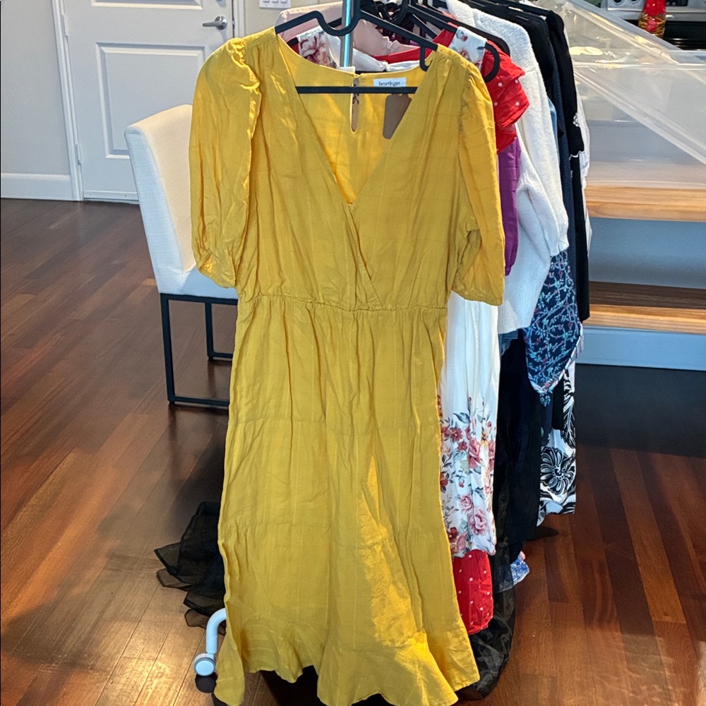 Yellow V-Neck Dress - Unbranded